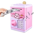 thumbnail image 1 of Hucha para niños, hucha digital con contraseña, hucha ATM para monedas y billetes, regalos de cumpleaños festivos para niños, niñas, color rosa, 1 of 7