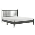 thumbnail image 3 of Full Size Modern Platform Bed, Mid-Century Natural Finish Wooden Bed Frame with Vertical Slats and Headboard, Not Required Box Spring, 57.5" X 78.5" X 47"H, Gray, 3 of 8