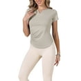 thumbnail image 4 of Elastic Workout Tops for Women Short Sleeve Running Gym Athletic Shirts Crewneck Quick Dry Tshirts XS Grey, 4 of 6