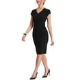 thumbnail image 4 of INSPIRE CHIC Bodycon Dress for Women's V Neck High Waist Cap Sleeve Sheath Dress XS Black, 4 of 5