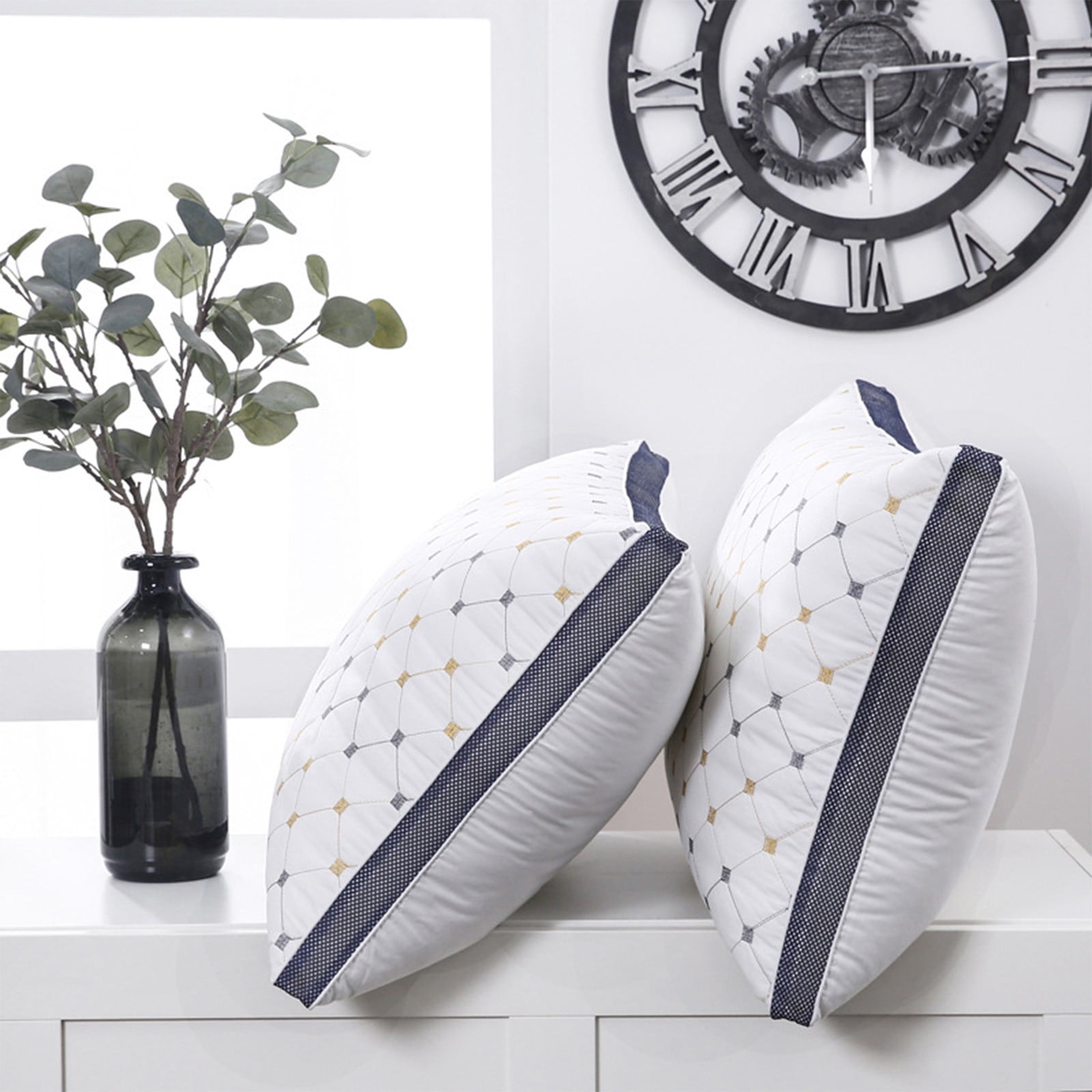 Bed Pillows Standard/Queen Size Set of 1 - Original Down Alternative Pillow for Sleeping - Bedding for Back, Stomach or Side Sleepers