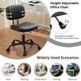 thumbnail image 4 of edx Adjustable Height Armless Office Desk Chair with Wheels, PU Leather Mid Back 360°Swivel Small Computer Chair, Modern Task Chair for Home Office Reading Meeting Room, Black, 4 of 9