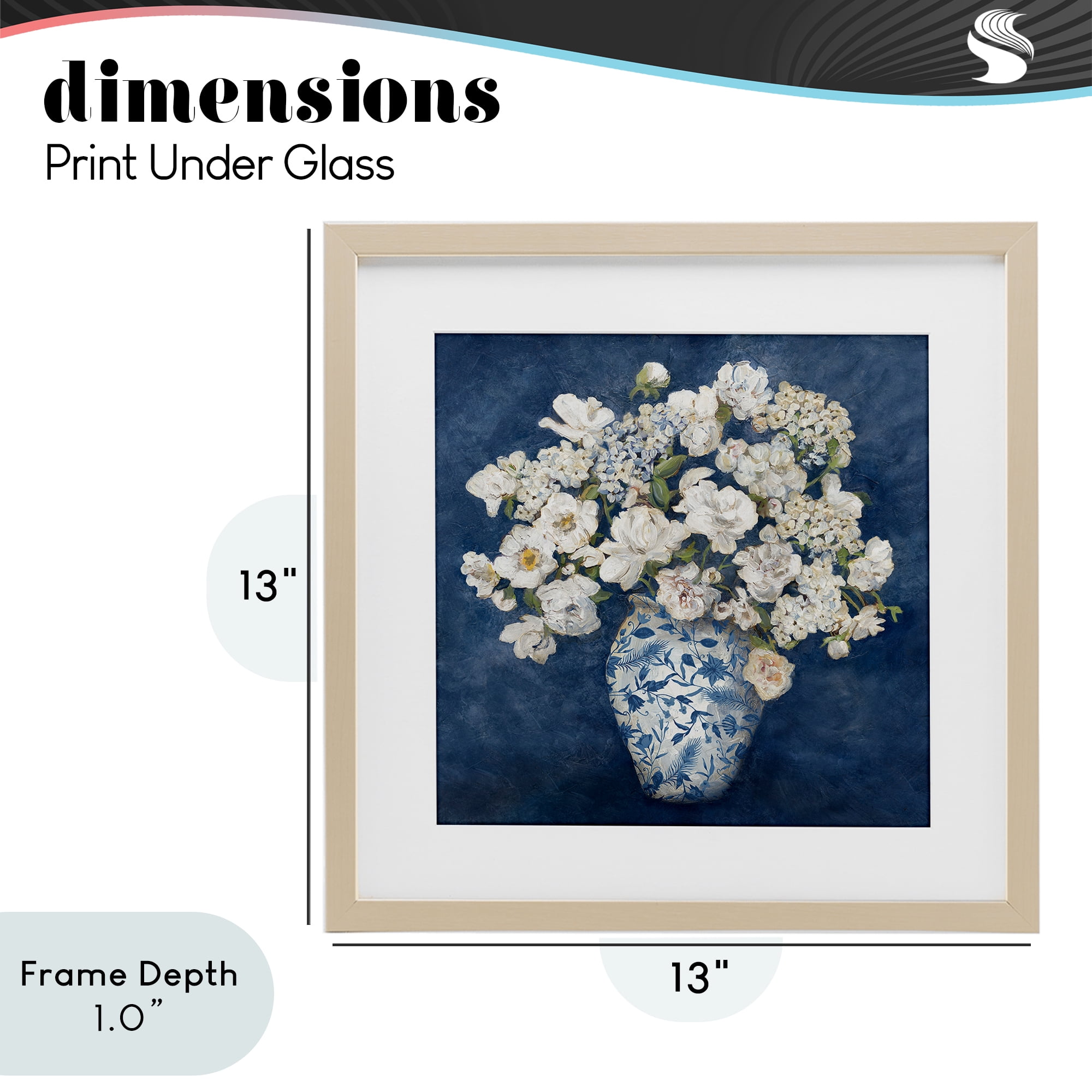 Stupell Industries Classic Blue Chinoiserie Vase Birch Framed Print Under Glass, design by Charlene Olson