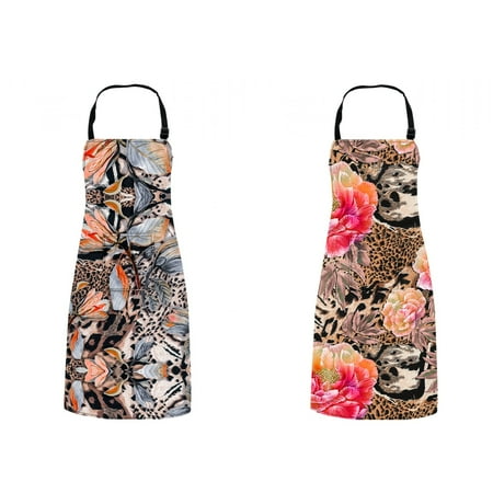 

Vodetik Store Aprons for Men with Pockets Waterproof Cheetah Print Chef Apron Women Set of 2
