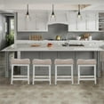 thumbnail image 5 of MIITODAY Bar Stools Set of 4, 25" Counter Height Bar Stool with Metal Frame, Fabric Upholstered Saddle Barstools for Kitchen Island, Beige, 5 of 5