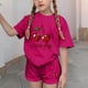 thumbnail image 4 of Conjuntos de blusas y camisas de cuello redondo y manga corta para niños, conjunto de dos piezas de top y pantalones cortos de manga corta con cuello redondo y manga corta para niños, top de poliéster, 4 of 6