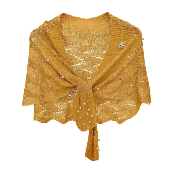 Beaded Shawl Knitted Poncho Wrap Shawls Shrug Casual Scarf Cape for Women Fashion,Yellow