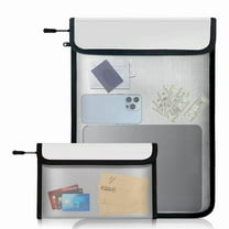 Waterproof Fireproof Document Bag, 2 Pack 15x11 Inch and 8x5 Inch Fire Proof Bag for Documents, Fire Proof Money Bag,2 * Fireproof document bag