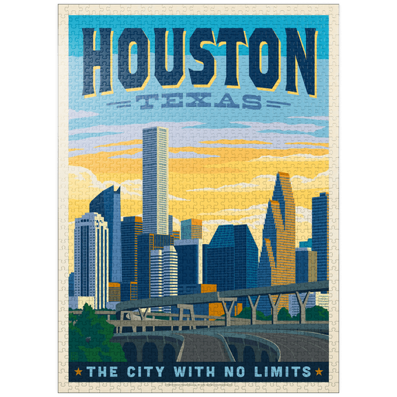MyPuzzle - Houston, Texas: City With No Limits, Vintage Poster - Premium 1000 Piece Jigsaw Puzzle for Adults