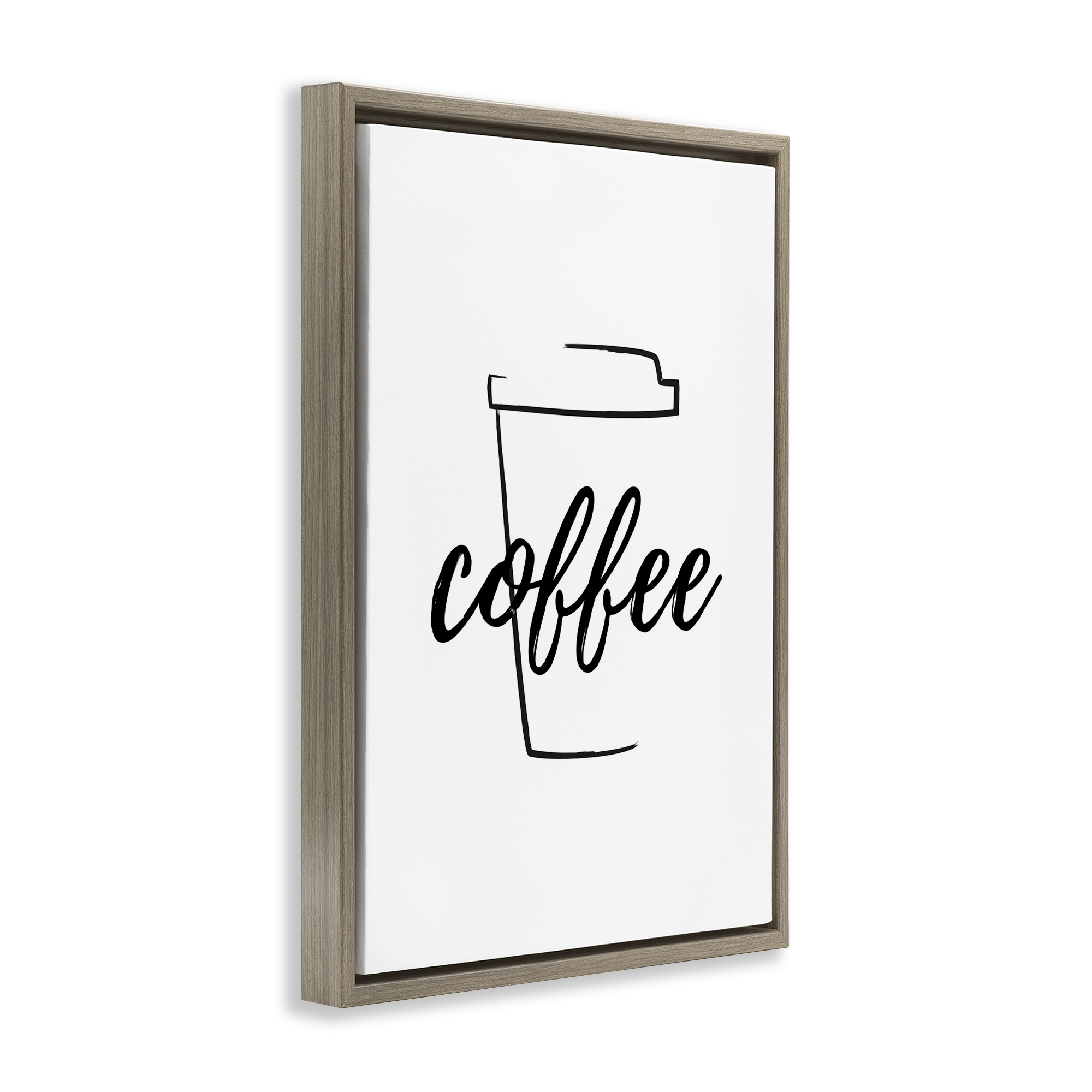 Stupell Industries Minimal Coffee Cup Food & Beverage Painting Brown Floater Framed Art Print Wall Art, 17 x 25