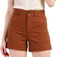 thumbnail image 2 of IROINNID Clearance Chino Shorts for Women Stretch Twill Plus Size Thin Waist Pull On Regular Fit Hiking Shorts Summer With Pockets,Coffee, 2 of 9