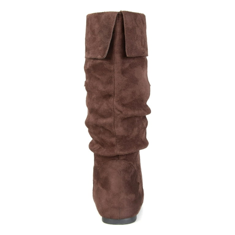 Women s Journee Collection Shelley 3 Knee High Slouch Boot Brown Faux Suede 10 M Walmart