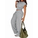 thumbnail image 3 of Conjuntos de 2 Piezas para Mujer,Conjuntos de Estar por Casa,Camisetas Sin Mangas con Mangas ,Pantalones de Pierna ,Conjuntos de Chándal,Conjuntos A Juego. Gris Plata XL, 3 of 9