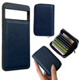 thumbnail image 5 of ELEHOLD Case for Google Pixel 6 Pro, PU Leather Zipper Detachable Wallet Case with Card Holder & Strap, Compatible with MagSafe Accessories,Blue, 5 of 6