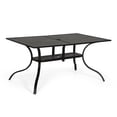 thumbnail image 7 of SOLAURA Outdoor Patio Dining Rectangle Metal Table for 6-Person with Umbrella Hole, Black, 7 of 7