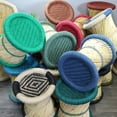 thumbnail image 4 of Natural Geo Moray Decorative Handwoven Jute Stool in Maroon (Set of 2), 4 of 5