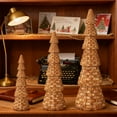 thumbnail image 6 of Shoreew Rattan Resin Christmas Tree Cone Natural Rattan Style Tabletop Christmas Tree Figurines for Winter Holiday Entryway Table Mantel Centerpiece, 6 of 7