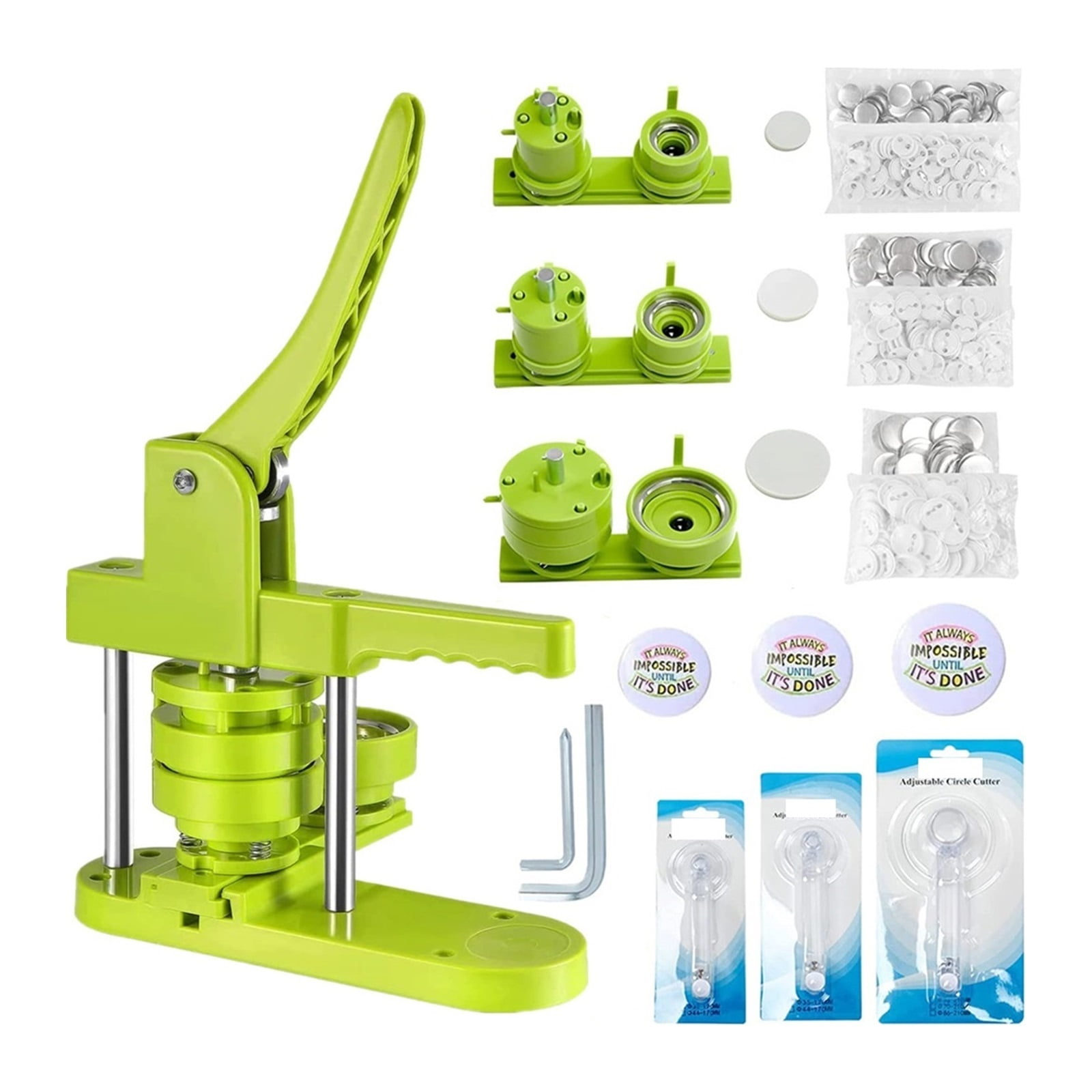 DIY Pin Badges Set Button Press Machine,25+32+58MM Badge Button Maker Machine Kit With 300Pcs Button Parts+Circle Cutter+3 s