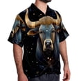 thumbnail image 2 of Taurus Constellation Men's Printed Button Down Short Sleeve Casual Summer Beach Shirt - Unisex, 2 of 6