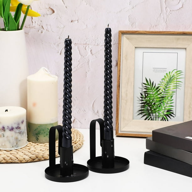 BESTYASH 2Ud Portavelas De Hierro Negro Con Pintura Mate Estilo Vintage Para De Salón Y Eventos