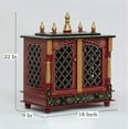 thumbnail image 4 of Wooden Temple Pooja Ghar Mandir For Home Wall Decor Diwali Window Puja Mandap Beauty Flowers Handmade Art Color Maroon And Black, 4 of 4