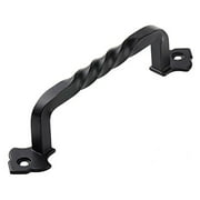 Lizavo TP-128BLK 6" Rustic Black Cabinet Hardware Twist Handle Pull- 128mm Hole Centers- Solid Cast Iron- 25 Pack