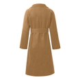 thumbnail image 4 of Womens Long Pea Coat Notch Lapel Trench Coat Winter Long Jacket with Belt Color: Khaki Size: M, 4 of 5