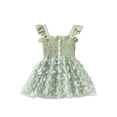 thumbnail image 1 of Faithtur Robe d'Été pour Fillettes, Sans Manches Boutonnée devant Robe Ligne A 3D Papillon Couleur Unie, 1 of 9