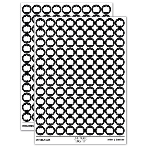 Pumpkin Halloween Fall Harvest Solid 200 Round Stickers - Black - Gloss Finish - 0.50" Size