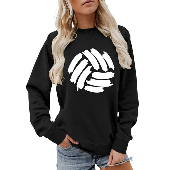 Arlun Volleyball Sweatshirt Sport Ball Graphic Printed Womens Loose Fit Long Sleeve Crewneck Pullover Tops Game Day Volleyball Lover Player Casual Tops Gifts Black XL