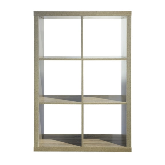 Juggernaut Storage Modern 6-Cube Storage Organizer Shelf, Natural Oak