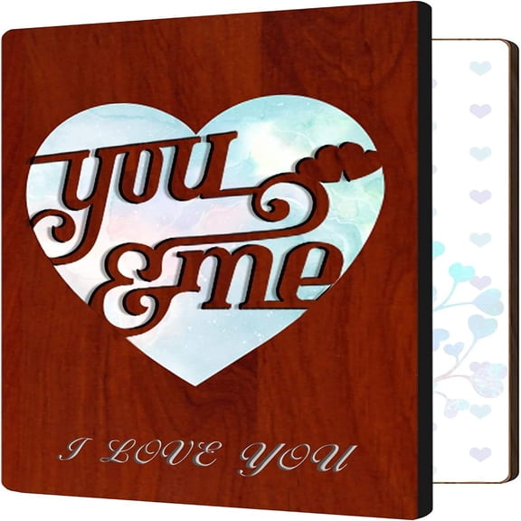 Valentines Day Cards for Her Him MDF Wooden Greeting Card with Envelope I Love You for Husband Wife Handwritten Happy Birthday Card