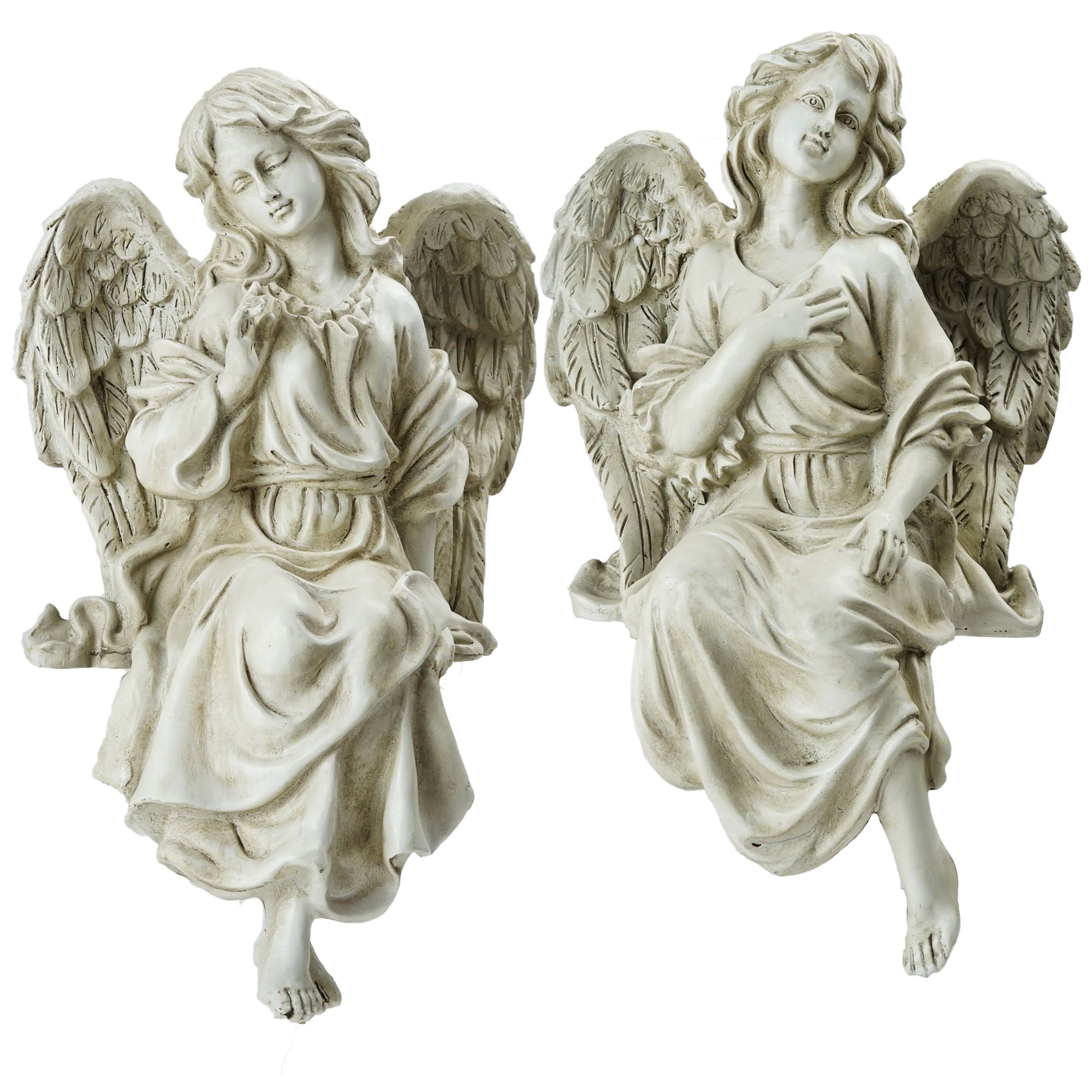 Northlight Set of 2 Decorative Sitting Angel Outdoor Garden Statues 14