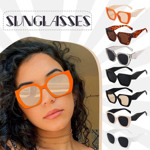 Sunglasses Mens Womens LSQii Retro Square Retro Lightweight UV Protection Summer Beach Polarized Sun Glasses Oversize Funny Trendy 2026 Orange