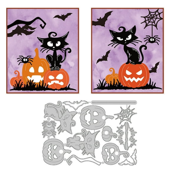 Pumpkin & Cat Carbon Steel Cutting Dies Stencils for DIY Scrapbooking Photo Album Decorative Embossing Paper Card Greeting Card Mold 109x159x0.8mm