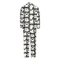 thumbnail image 5 of Halloween Pajamas Women Theme Full Printed 2 Pc Long Sleeve Pocket Button Down Lapel Shirts Loose Casual Pants Cozy Fall Winter Silk Nightwear Comfy Women's Loungewear Sets Black S, 5 of 6