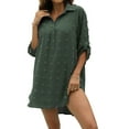 thumbnail image 3 of UVN Summer Swimsuit Coverups for Womens Chiffon Bikini Swimwear Beach Cover-Ups Ladies Loose Pom Pom Shirt Dress, 3 of 7