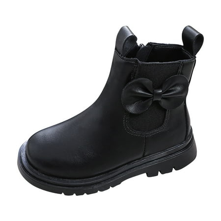 Girls Leather Boots Shoes Water Boots for Kids Waterproof Leather Short Boots Baby Boot Non Slip Breathable Nude Size 4 Boots for Girls Boots
