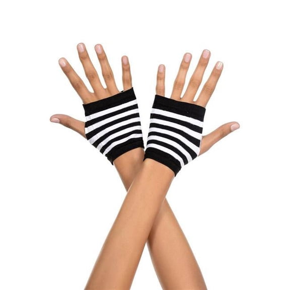 Black and white striped gloves 439-BLACK-WHITE
