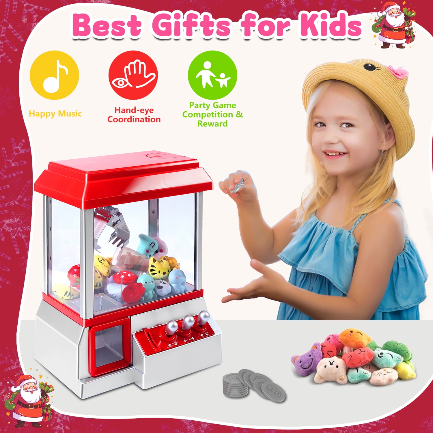 Claw Machine Arcade Toy, Mini Candy Dispenser Vending Game for Kids, Funny Claw Machine Toy Gifts for Kids Ages 3+