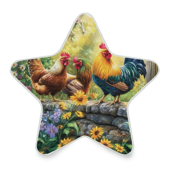 WOBOGO Beautiful Rooster LED Star Night Light 0.2 Watt Wall Plug Dusk to Dawn Auto Switch Adjustable Brightness Soft White Light