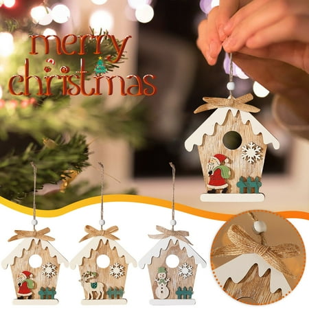 

Home Decor 2PC Christmas Tree Small Pendant Wooden Colored Drawing Bell Decorations 3pcs Room Decor Wall Bedroom Bathroom Kitchen
