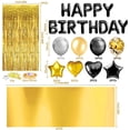 thumbnail image 2 of Decoración de fiesta de cumpleaños de oro rosa, pancarta de feliz cumpleaños, cortina con flecos de oro rosa, mantel de aluminio, globos de confeti de papel de aluminio con forma de corazón y, 2 of 7