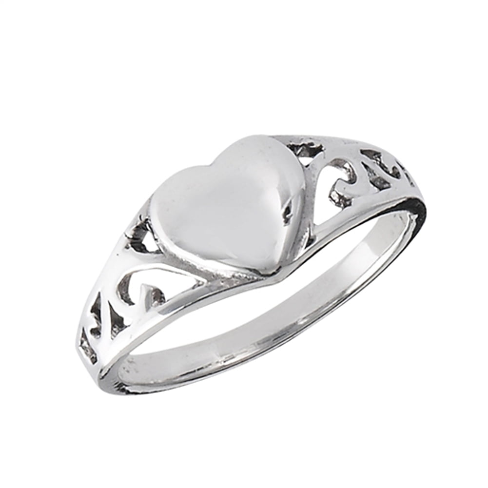 Celtic Heart Band Ring 925 Sterling Silver 