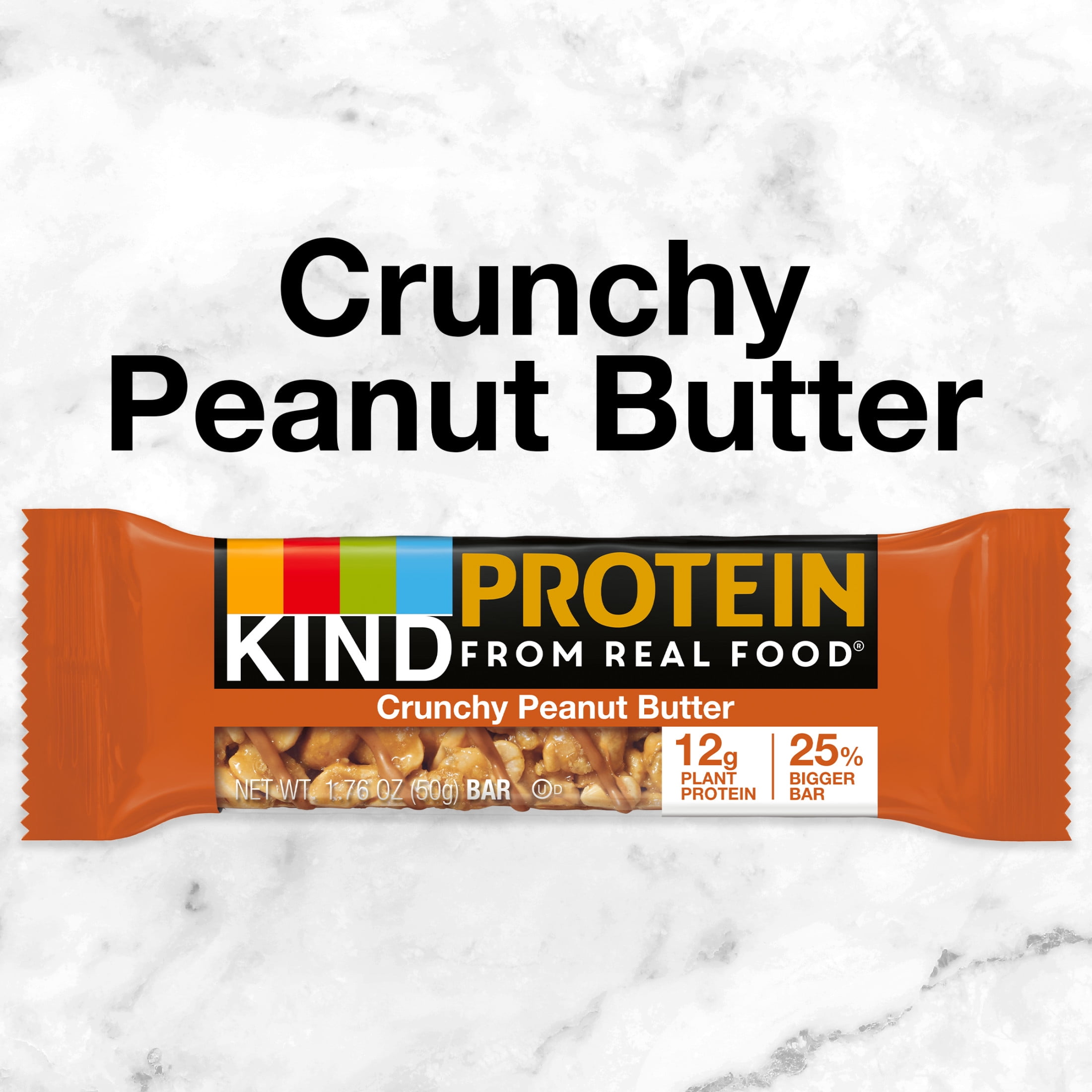 KIND Bars, Crunchy Peanut Butter Protein Bar, Gluten free, 1.76 oz, 12 Snack Bars