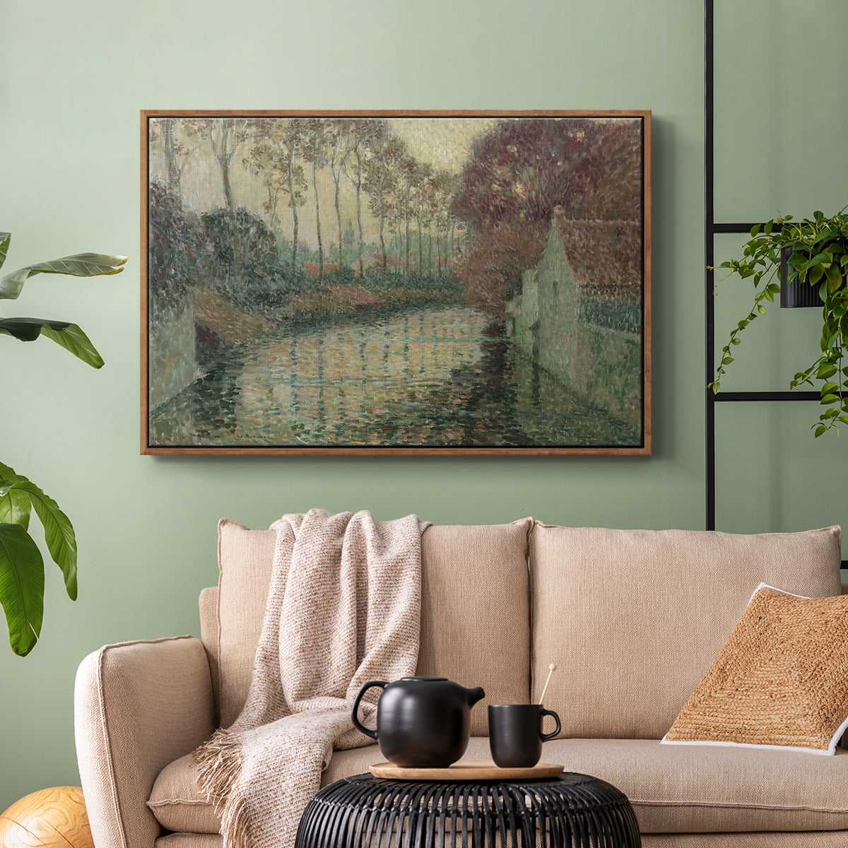 Vintage Landscape-CCCXXV By Wexford Home Framed in Walnut Wood Gallery Wrapped Canvas 25 in. x 37 in.