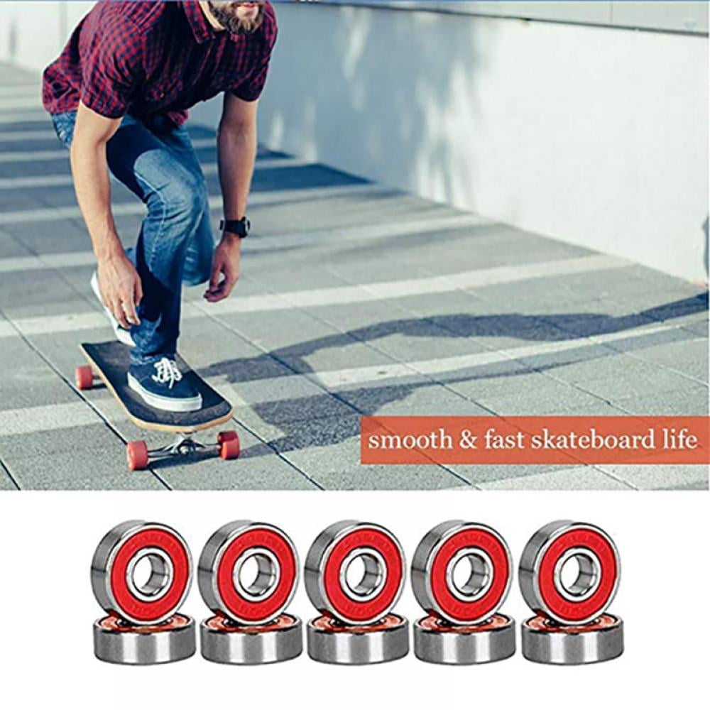 Black Red JIeGuanG Bearing 4Pcs Double Shield Ball Skater Speed Washers for Longboard Skates 