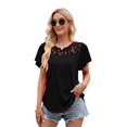 thumbnail image 2 of Women'S Short Sleeve Shirts Dressy Lace Summer Tops 2025 Spring Trendy Casual T-Shirts Cute Blouses Black XXL, 2 of 8