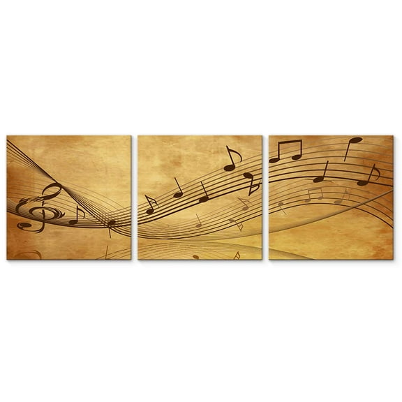 wall26 3 Panel Canvas Wall Art Music Note Pictures Home Wall Decorations for Bedroom Living Room Paintings Canvas Prints Framed - 16"x16"x3 Panels