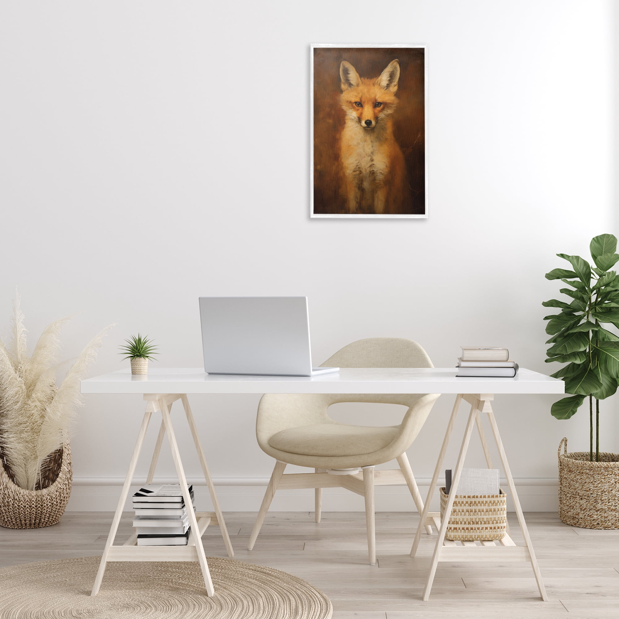 Stupell Industries Stoic Baby Fox Animals & Insects Painting White Framed Art Print Wall Art, 16 x 24